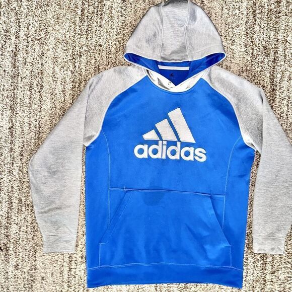 Adidas Long Sleeve Athletic Logo Pullover Hoodie in Blue Grey - Picture 5 of 10